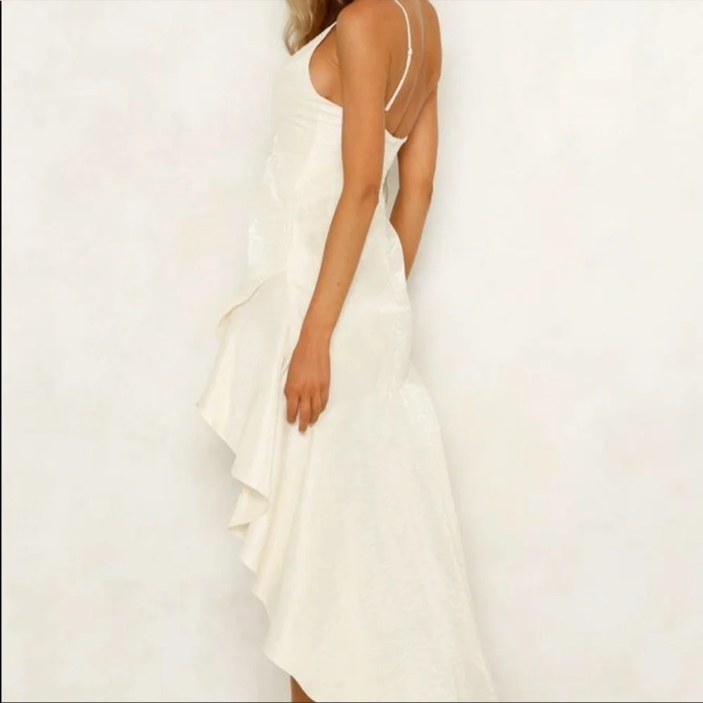Hello Molly Cream High-Low Ruffle Midi Dress - Picture 3 of 5